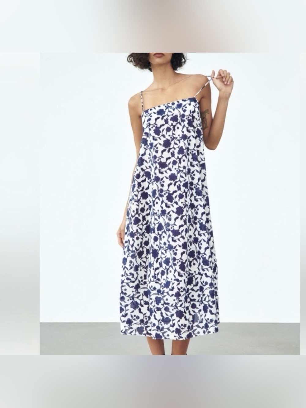 Zara Floral The Cecelia Cotton Midi Dress Size Small